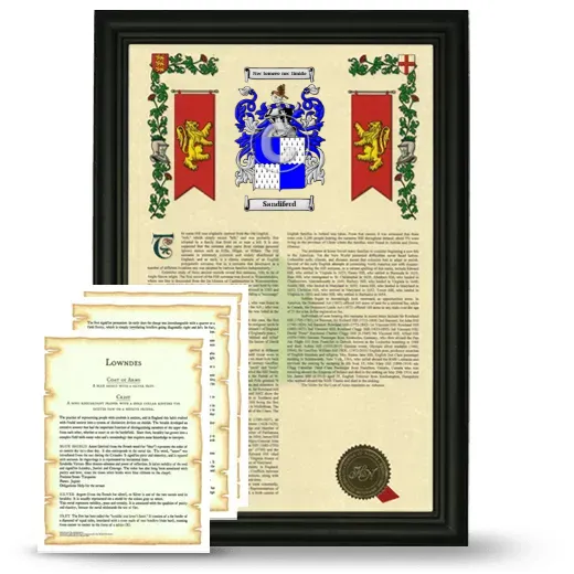Sandiferd Framed Armorial History and Symbolism - Black