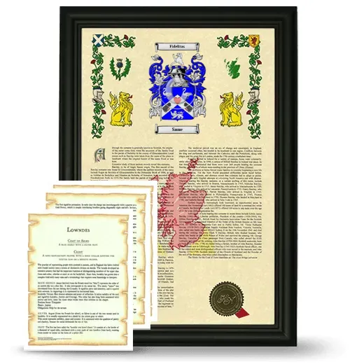 Sane Framed Armorial History and Symbolism - Black