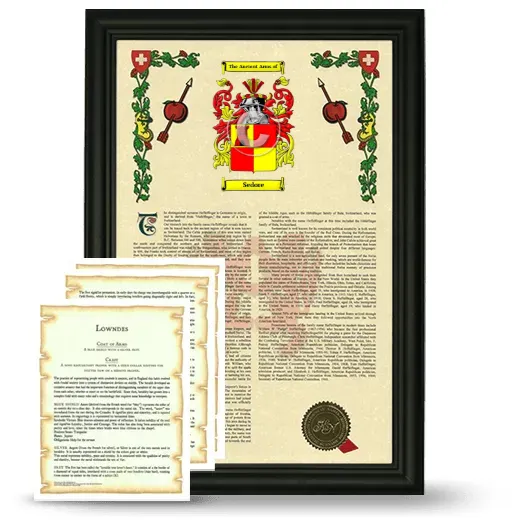 Sedore Framed Armorial History and Symbolism - Black