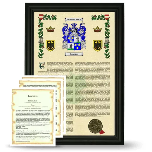 Sengher Framed Armorial History and Symbolism - Black