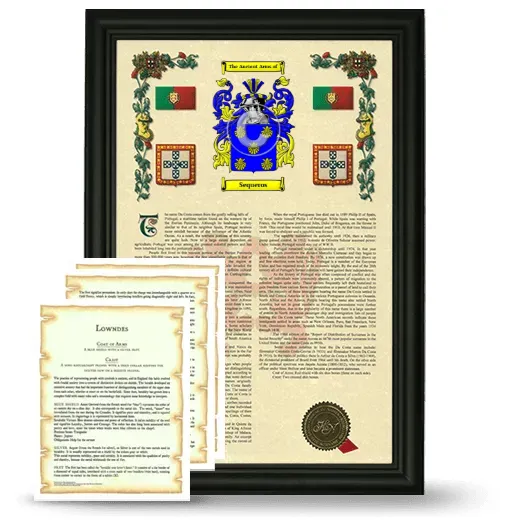 Sequeros Framed Armorial History and Symbolism - Black