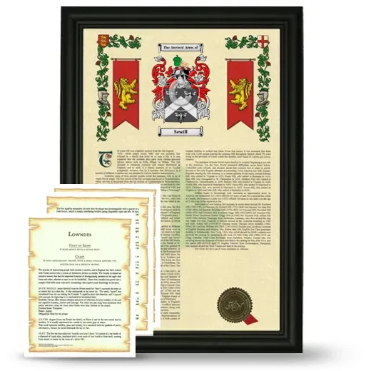 Sewill Framed Armorial History and Symbolism - Black