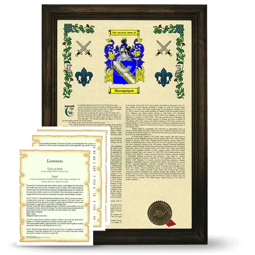 Shampaigne Framed Armorial History and Symbolism - Brown