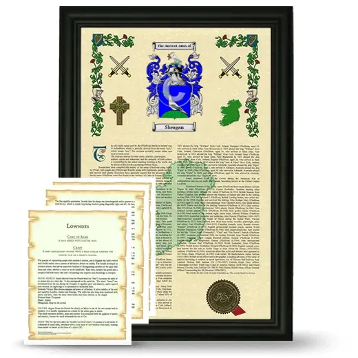 Sheagan Framed Armorial History and Symbolism - Black
