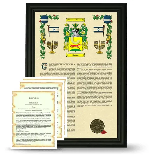 Simón Framed Armorial History and Symbolism - Black