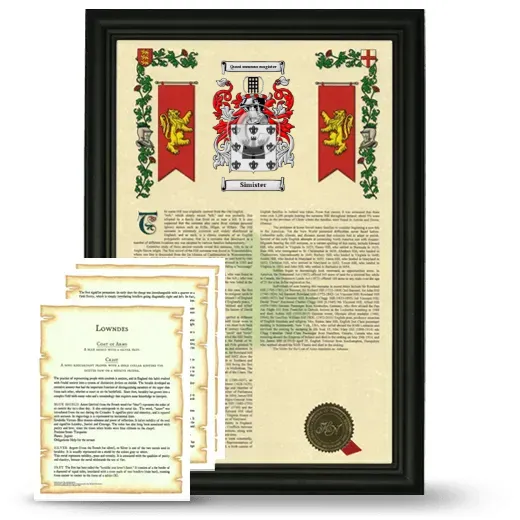 Simister Framed Armorial History and Symbolism - Black