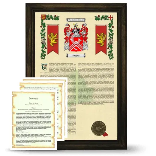 Singlay Framed Armorial History and Symbolism - Brown