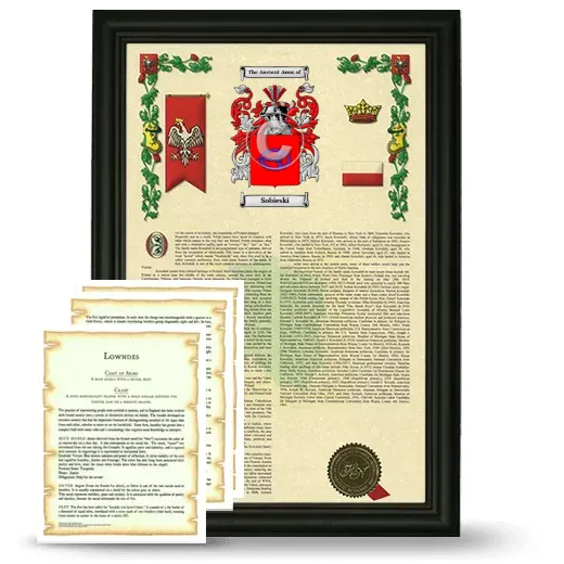 Sobieski Framed Armorial History and Symbolism - Black