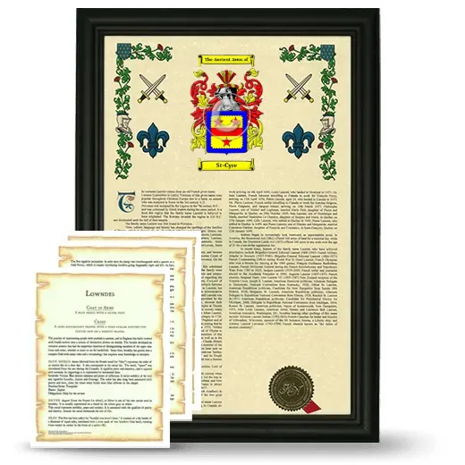 St-Cyre Framed Armorial History and Symbolism - Black