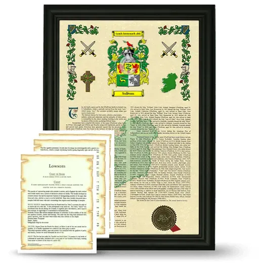 Sulivan Framed Armorial History and Symbolism - Black