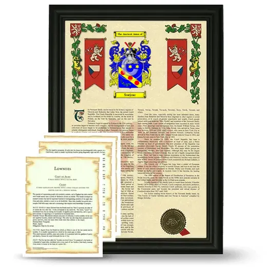 Svejcar Framed Armorial History and Symbolism - Black