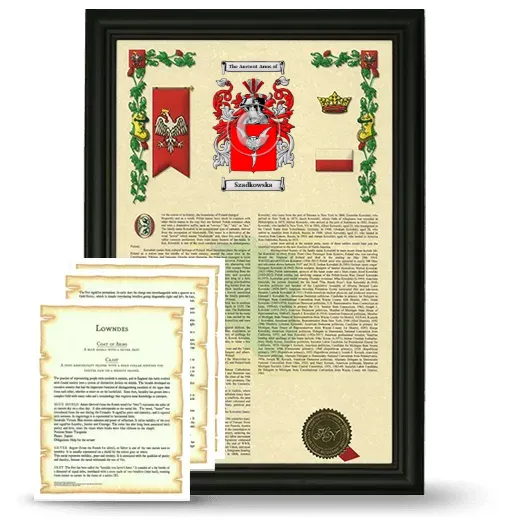 Szadkowska Framed Armorial History and Symbolism - Black