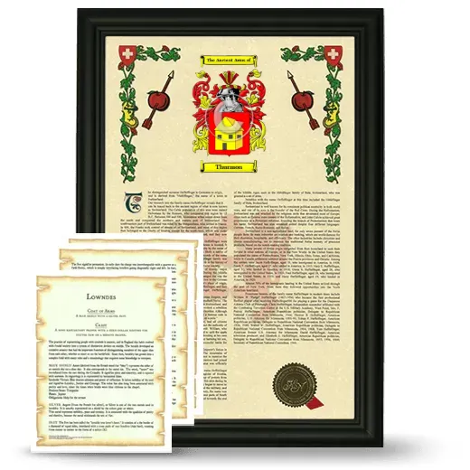 Thurmon Framed Armorial History and Symbolism - Black