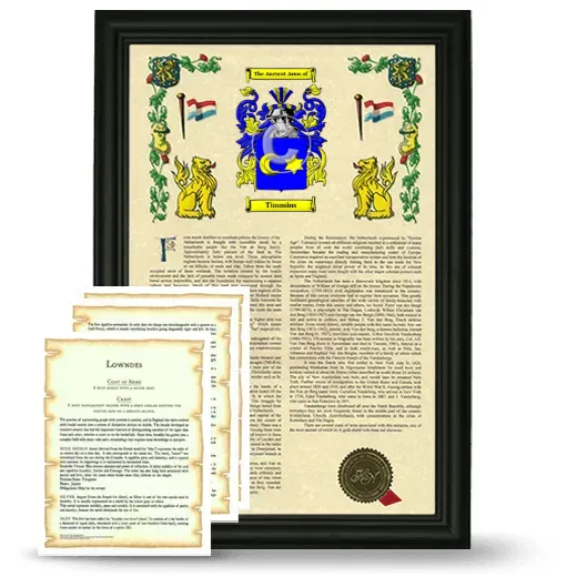 Timmins Framed Armorial History and Symbolism - Black