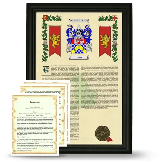 Toley Framed Armorial History and Symbolism - Black