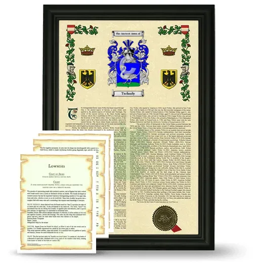 Tschudy Framed Armorial History and Symbolism - Black