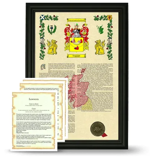 Urquart Framed Armorial History and Symbolism - Black