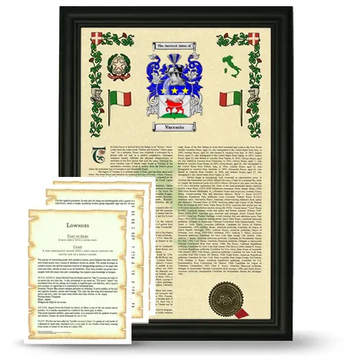 Vaccario Framed Armorial History and Symbolism - Black