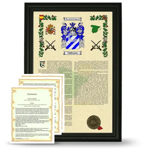 Valdespino Framed Armorial History and Symbolism - Black