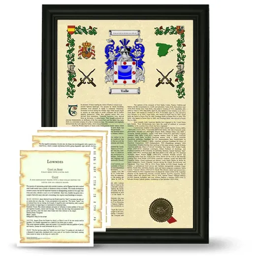 Valle Framed Armorial History and Symbolism - Black