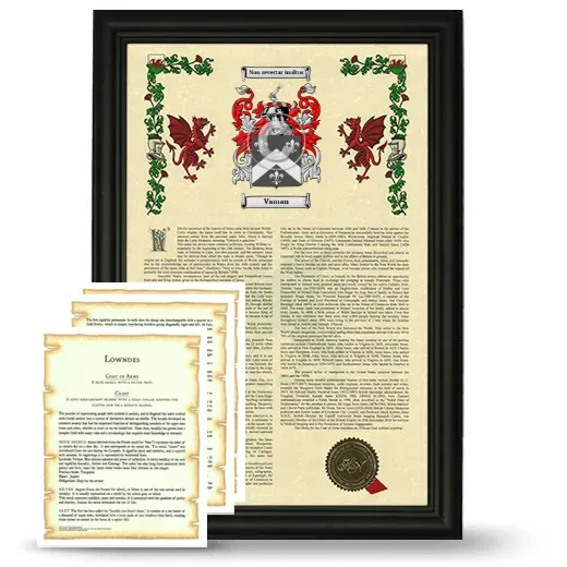 Vaman Framed Armorial History and Symbolism - Black