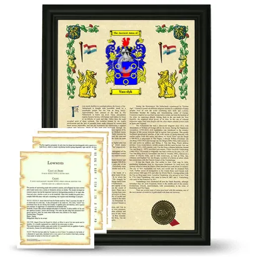 Van-dyk Framed Armorial History and Symbolism - Black