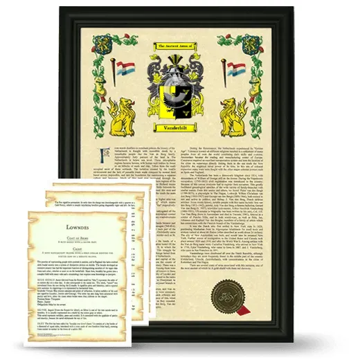 Vanderbilt Framed Armorial History and Symbolism - Black
