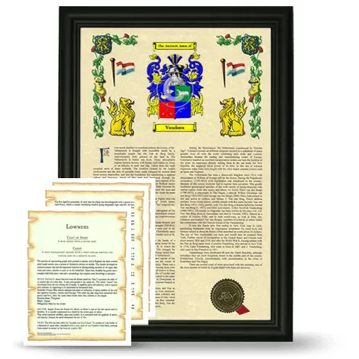 Vandorn Framed Armorial History and Symbolism - Black