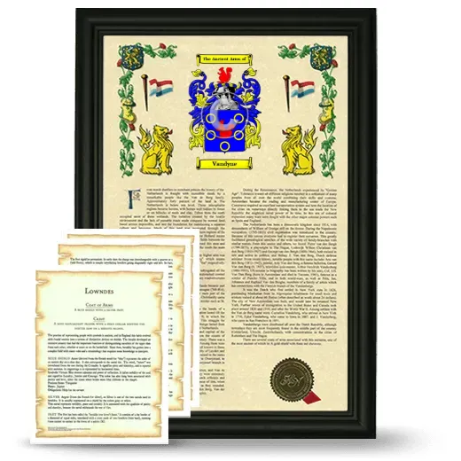Vandyne Framed Armorial History and Symbolism - Black
