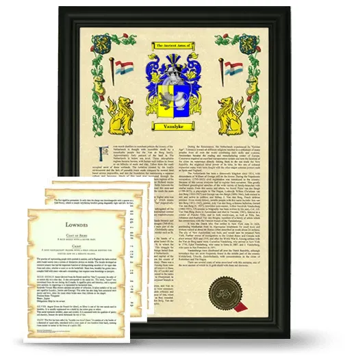 Vanslyke Framed Armorial History and Symbolism - Black