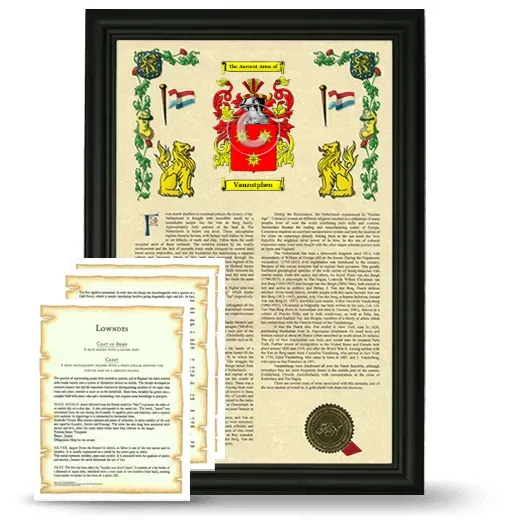 Vanzutphen Framed Armorial History and Symbolism - Black