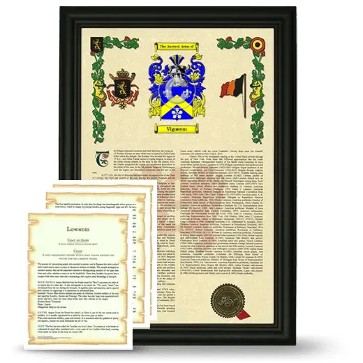 Vigneron Framed Armorial History and Symbolism - Black