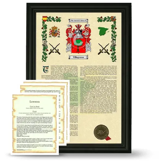 Villagrassa Framed Armorial History and Symbolism - Black