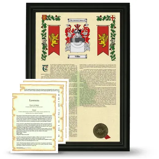 Villin Framed Armorial History and Symbolism - Black