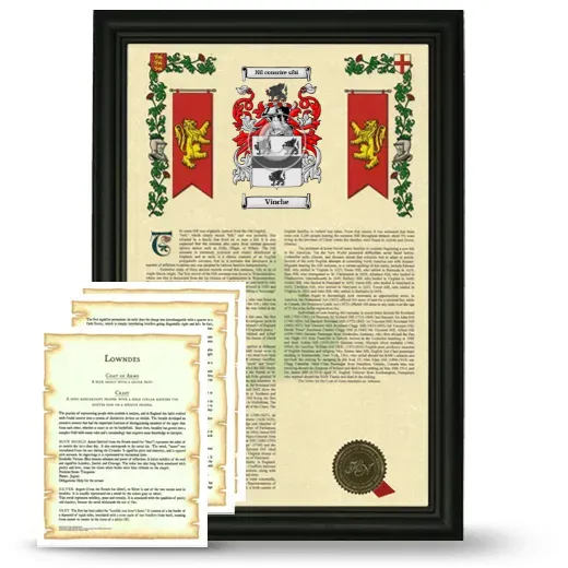 Vinche Framed Armorial History and Symbolism - Black