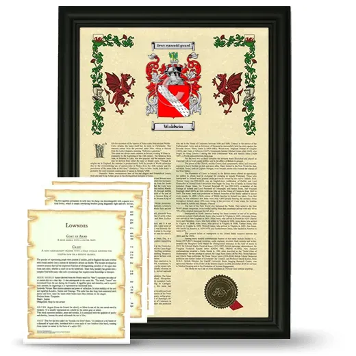 Waldwin Framed Armorial History and Symbolism - Black