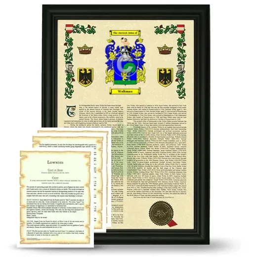 Waltman Framed Armorial History and Symbolism - Black