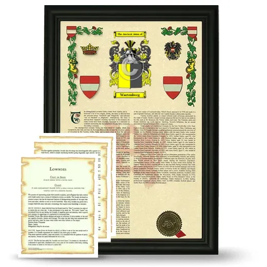 Wartenburg Framed Armorial History and Symbolism - Black