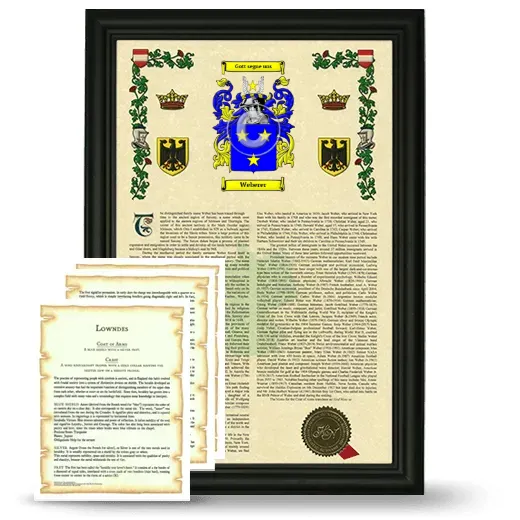 Weberer Framed Armorial History and Symbolism - Black