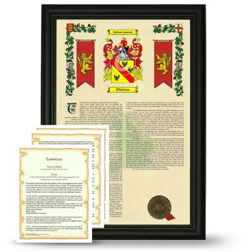 Whittem Framed Armorial History and Symbolism - Black