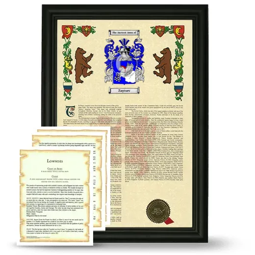 Zaytsev Framed Armorial History and Symbolism - Black