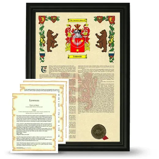 Zukovski Framed Armorial History and Symbolism - Black