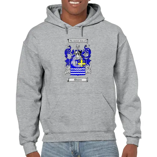 Álvarez Grey Unisex Coat of Arms Hooded Sweatshirt