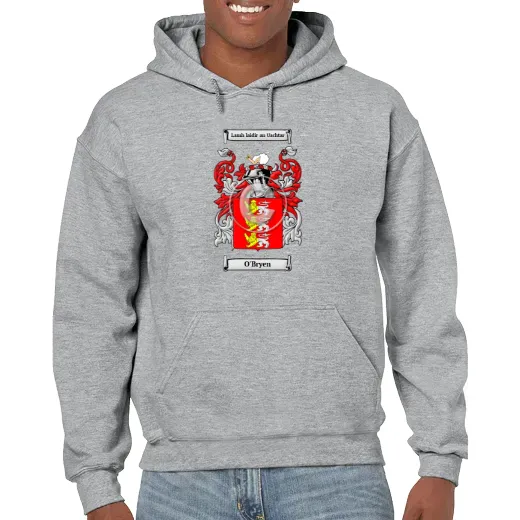 O'Bryen Grey Unisex Coat of Arms Hooded Sweatshirt