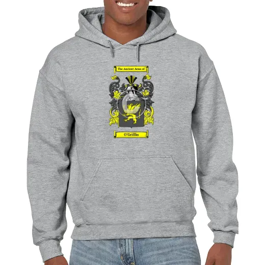 O'Griffin Grey Unisex Coat of Arms Hooded Sweatshirt