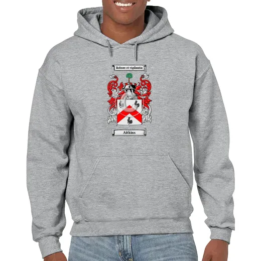Aitkins Grey Unisex Coat of Arms Hooded Sweatshirt