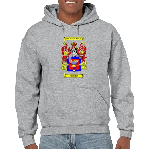 Amador Grey Unisex Coat of Arms Hooded Sweatshirt