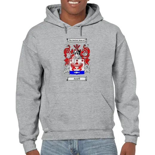 Arnell Grey Unisex Coat of Arms Hooded Sweatshirt