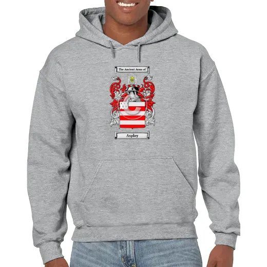 Asplay Grey Unisex Coat of Arms Hooded Sweatshirt