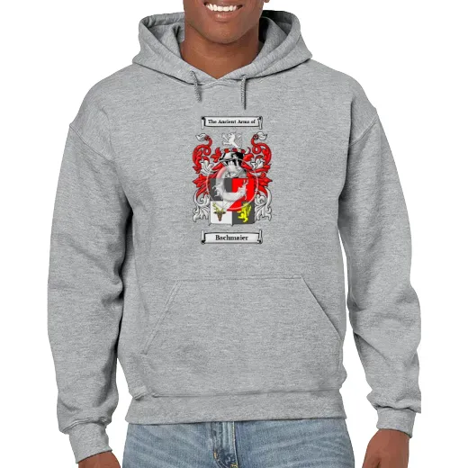 Bachmaier Grey Unisex Coat of Arms Hooded Sweatshirt